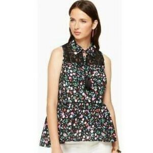 Kate Spade Greenhouse Lace Yoke Floral Top Size XS